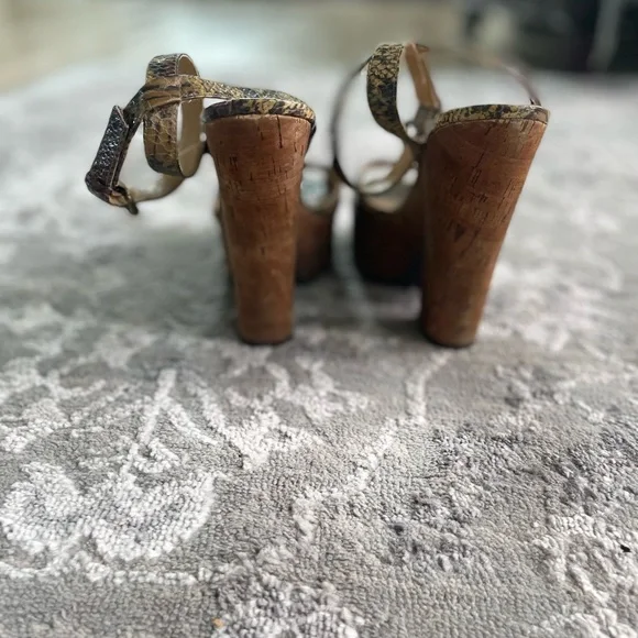 Nine West python and cork ankle strap heels - Picture 4 of 6